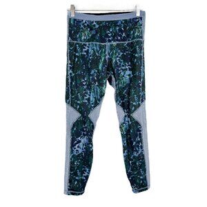 Lululemon Athletica Running In The City 7/8 Leggings Floral Blue Denim Multi 8